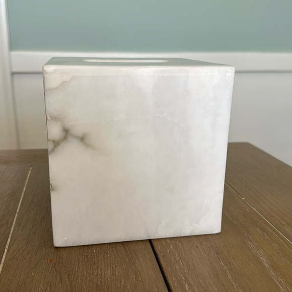 Genuine white alabaster marble stone tissue cover box vanity bathroom guest room - Picture 5 of 10